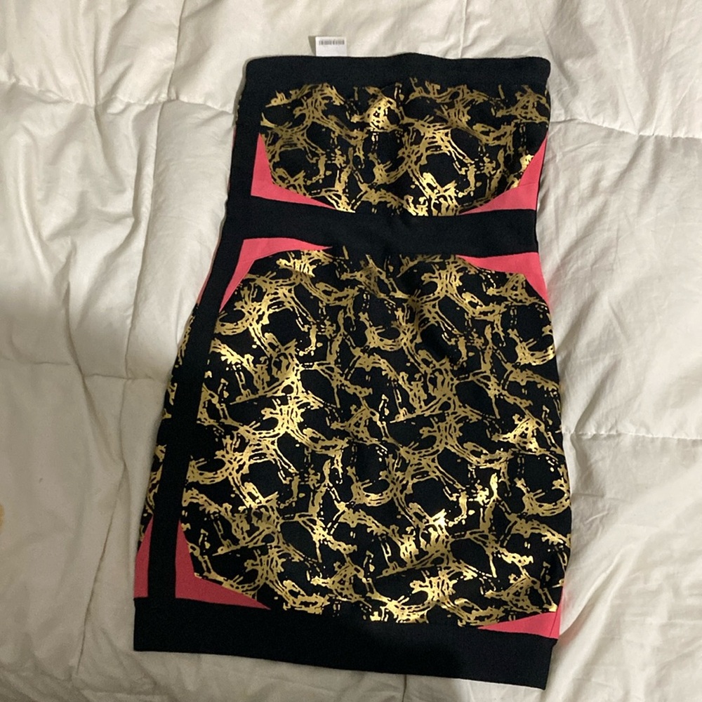 Bebe Black and Gold Mini Dress